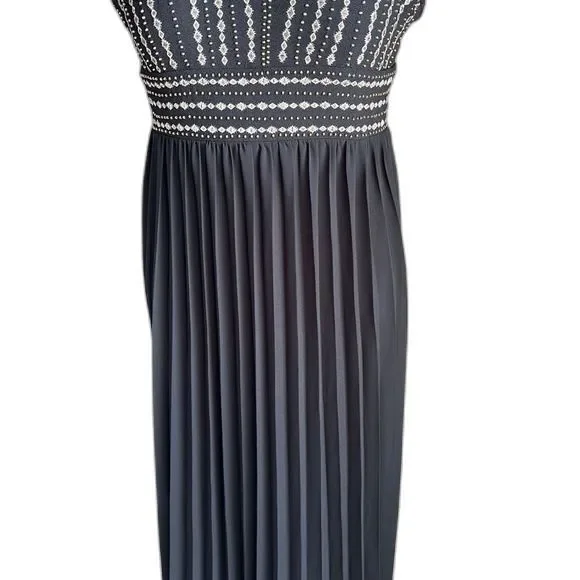 Lulus Glamorous Gala Black Embroidered Maxi Dress Pleated Skirt Black Size XS - Picture 4 of 8